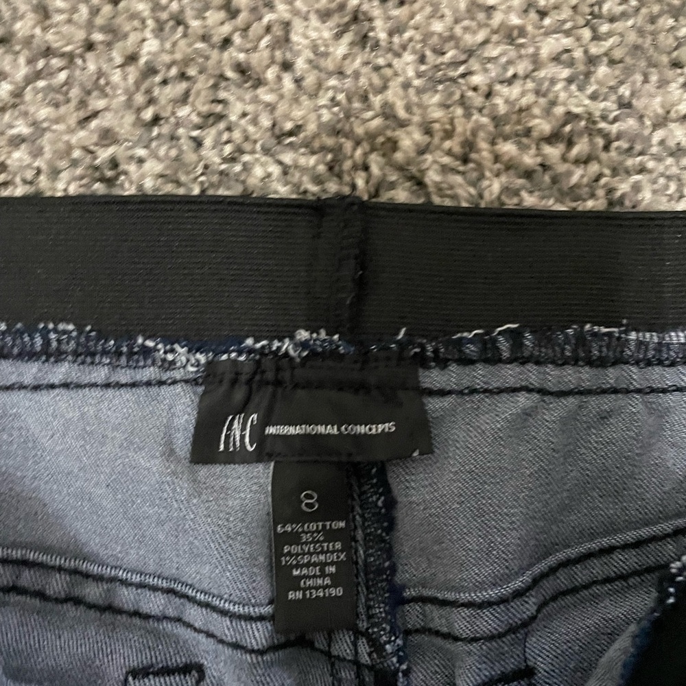 INC dark denim jeans jeggings pull on size 8 - Picture 2 of 6